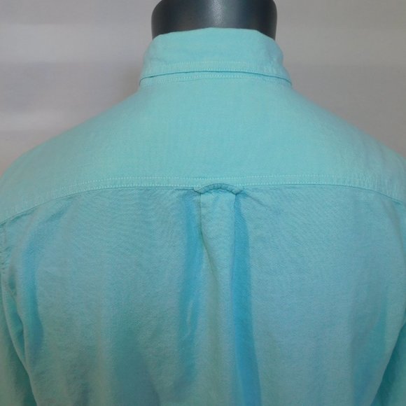 CHAPS Mens M Seafoam Aqua Long Sleeve Button Down Shirt 100% Cotton - Picture 8 of 10
